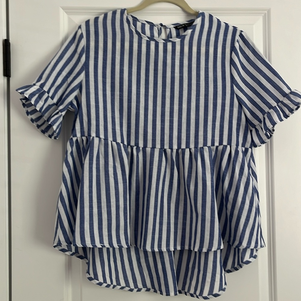 Stripped Linen Top
